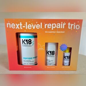 K18 Next-Level Repair Trio Peptide Prep Shampoo + Leave-In Mask + Hair Oil Set